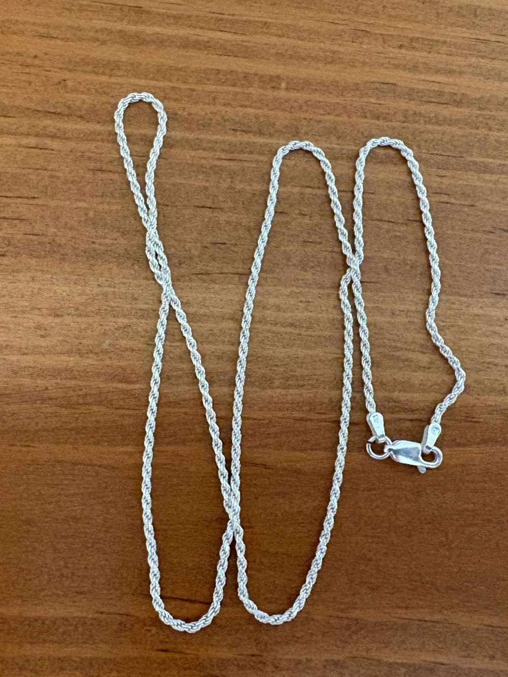 20" x 1.5mm .925 Sterling Silver Rope Chain Necklace with Lobster Clasp, Italy